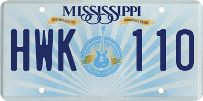 MS license plate HWK110