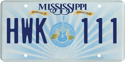 MS license plate HWK111