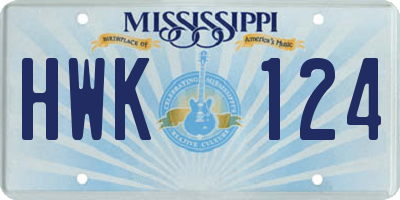 MS license plate HWK124