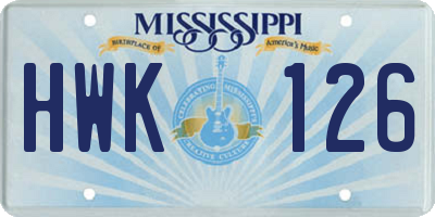 MS license plate HWK126