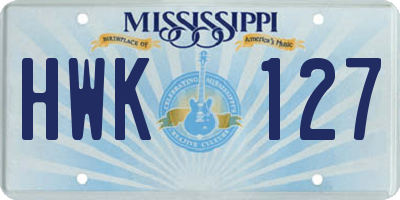 MS license plate HWK127