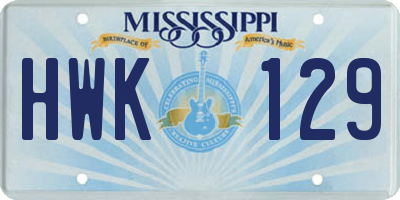 MS license plate HWK129