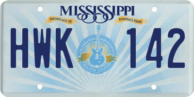 MS license plate HWK142