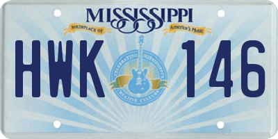 MS license plate HWK146