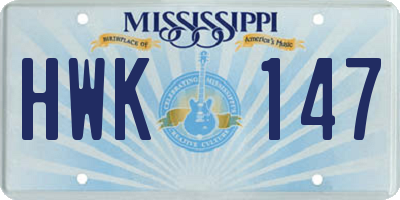 MS license plate HWK147
