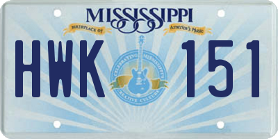 MS license plate HWK151
