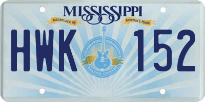 MS license plate HWK152