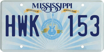 MS license plate HWK153