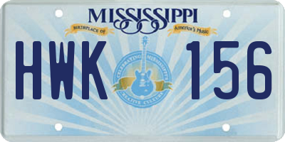 MS license plate HWK156