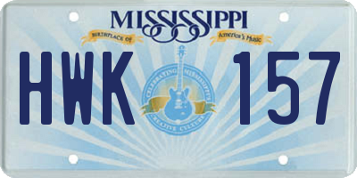 MS license plate HWK157