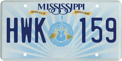 MS license plate HWK159