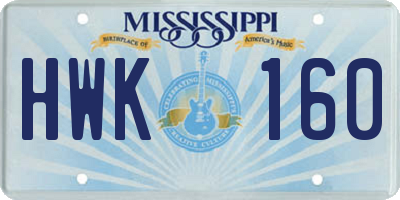 MS license plate HWK160