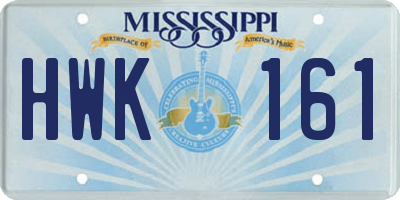 MS license plate HWK161