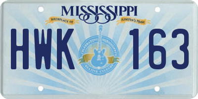 MS license plate HWK163
