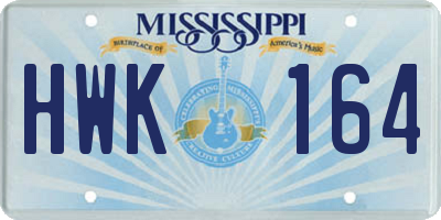 MS license plate HWK164