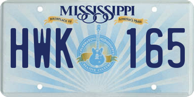 MS license plate HWK165
