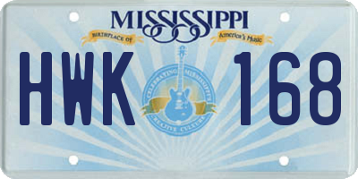 MS license plate HWK168