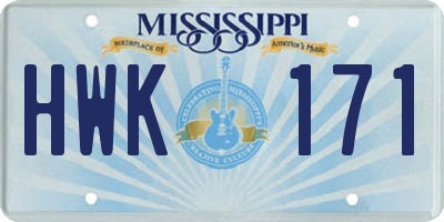 MS license plate HWK171