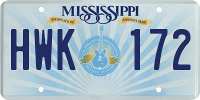 MS license plate HWK172