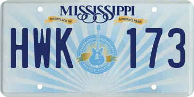 MS license plate HWK173