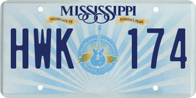 MS license plate HWK174