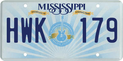 MS license plate HWK179