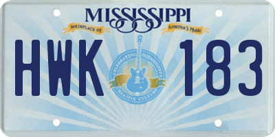 MS license plate HWK183