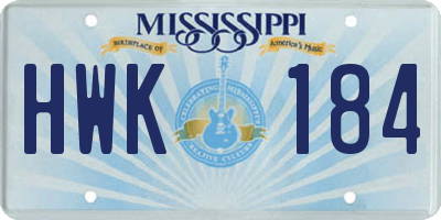 MS license plate HWK184