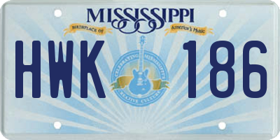 MS license plate HWK186