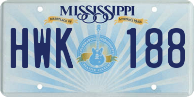 MS license plate HWK188