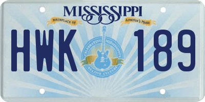 MS license plate HWK189