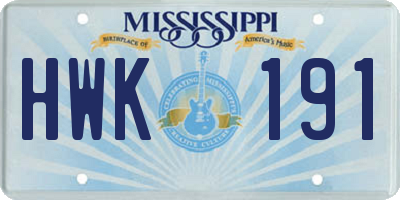 MS license plate HWK191