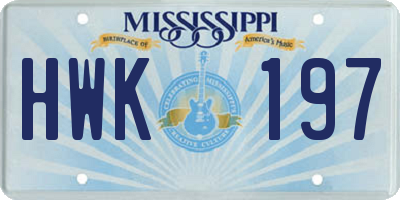 MS license plate HWK197