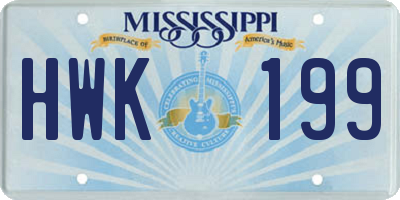 MS license plate HWK199