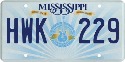 MS license plate HWK229