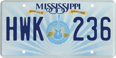 MS license plate HWK236