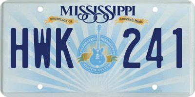 MS license plate HWK241