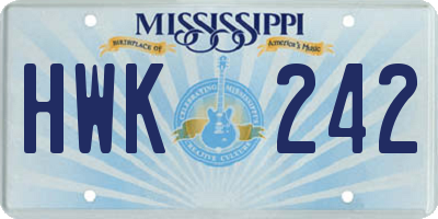 MS license plate HWK242