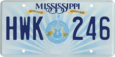 MS license plate HWK246