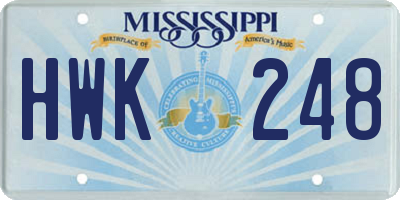 MS license plate HWK248