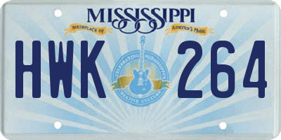 MS license plate HWK264