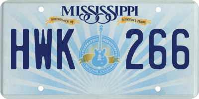 MS license plate HWK266