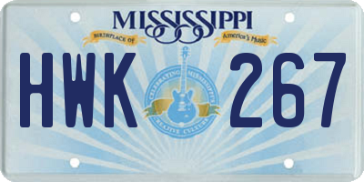 MS license plate HWK267