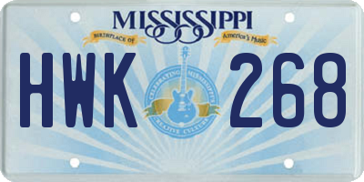 MS license plate HWK268