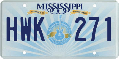 MS license plate HWK271