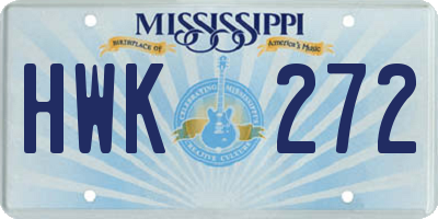 MS license plate HWK272