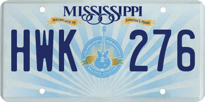 MS license plate HWK276