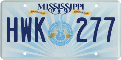 MS license plate HWK277