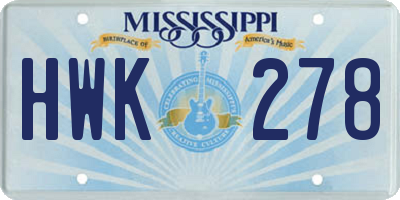 MS license plate HWK278