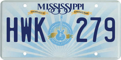 MS license plate HWK279